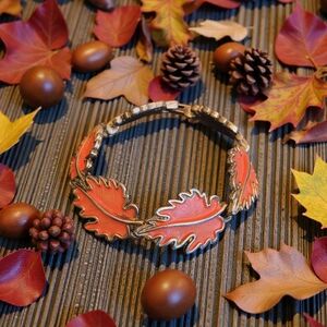 Autumn Leaf Bracelet in Orange and Bronze